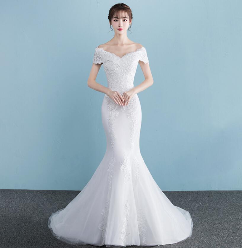 One-shoulder Slim Waist Mermaid Wedding Dress Fishtail Wedding Dress Luxurious Weddings