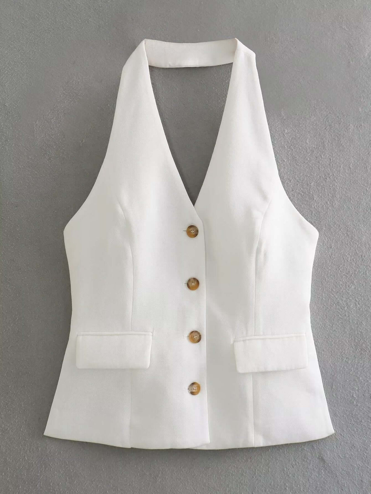 Women's Pleated Decorative High Waist Wide Leg Pants Hanging Collar Vest women's suit Luxurious Weddings