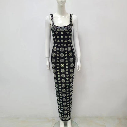 V-neck suspender with diamond embellishment, high-end dress V-Neck Diamond Dress Luxurious Weddings
