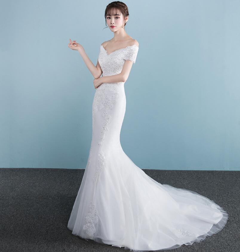 One-shoulder Slim Waist Mermaid Wedding Dress Fishtail Wedding Dress Luxurious Weddings