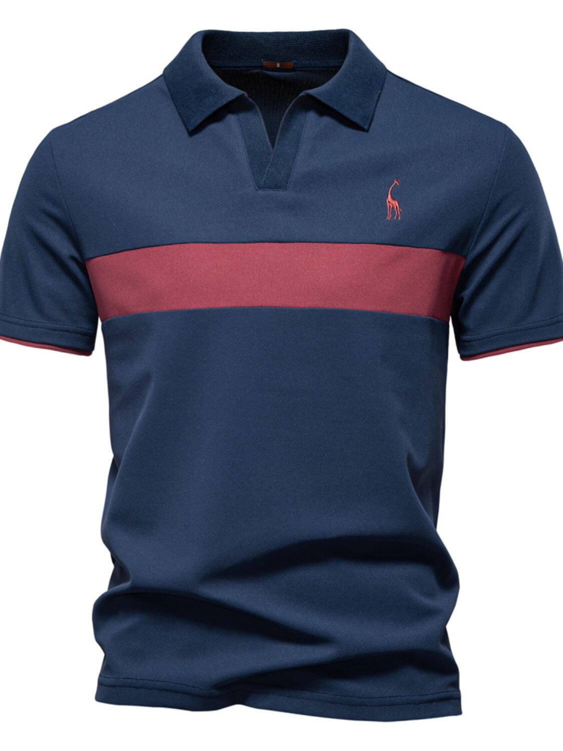 Men's Giraffe Embroidered Collared Neck Contrast Polo Men's Polos Luxurious Weddings