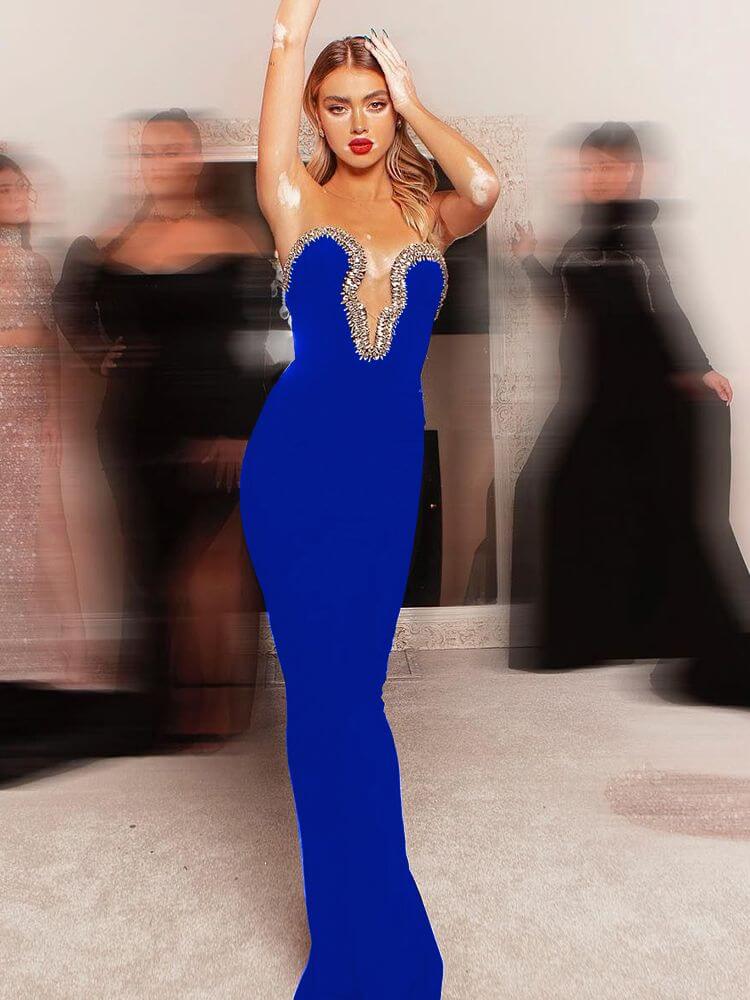 Luxury Diamond Long Bandage Dress Bandage Dress Luxurious Weddings
