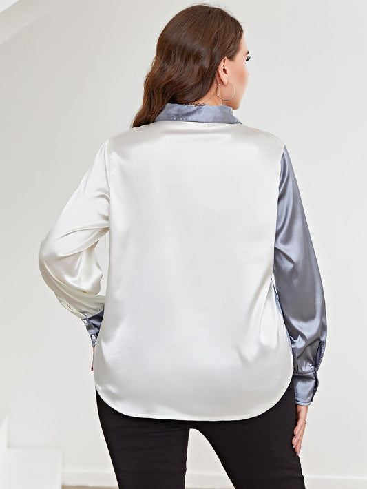 Plus Size Two-Tone Long Sleeve Shirt Plus size Luxurious Weddings