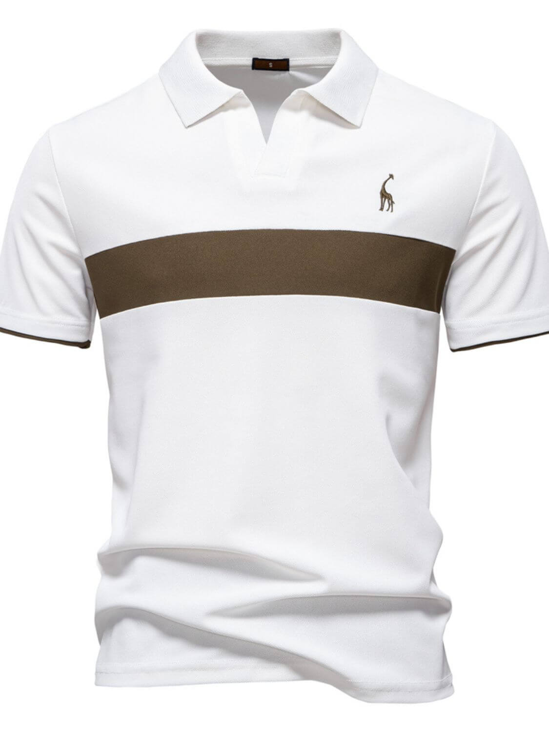 Men's Giraffe Embroidered Collared Neck Contrast Polo Men's Polos Luxurious Weddings