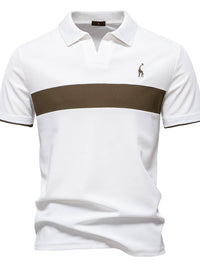 Men's Giraffe Embroidered Collared Neck Contrast Polo Men's Polos Luxurious Weddings