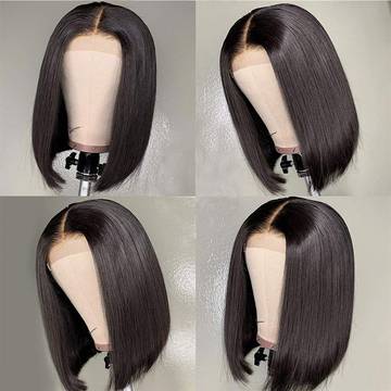 High Temperature Silk Front Lace Wig Human Hair Bob Luxurious Weddings