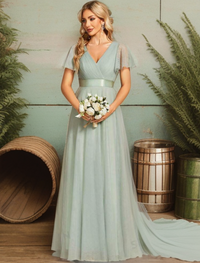 Flutter sleeve mesh Bridesmaid dress Bridesmaid Dresses Luxurious Weddings Bridesmaid Dresses, Evening Dresses, Cocktail Dresses, Maxi Dresses, Summer Dresses, Dinner Dress, Special Occasion Dress, Custom Dress, Made-to-Order Dresses, Wedding Dresses, Bri