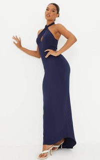Navy Bridesmaid Corset Detail Cross Front Maxi Dress Bridesmaid Dresses Luxurious Weddings