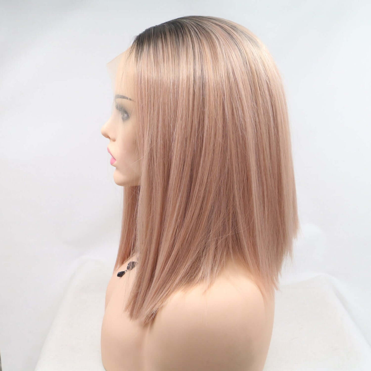 13*3" Lace Front Wigs Synthetic Mid-length Straight 12" 130% Density Lace front wig Luxurious Weddings