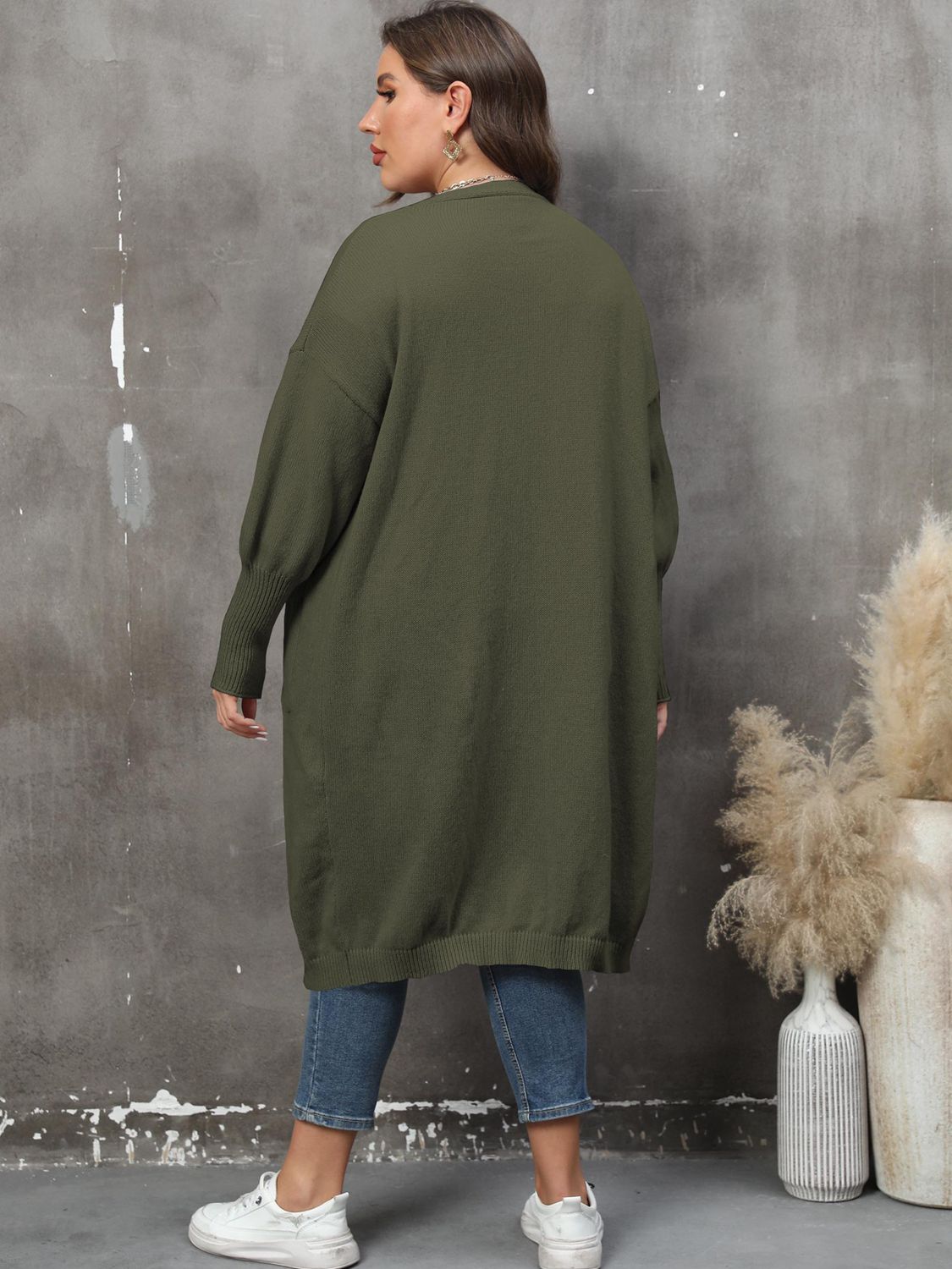 Plus Size Long Sleeve Pocketed Cardigan Plus size Luxurious Weddings