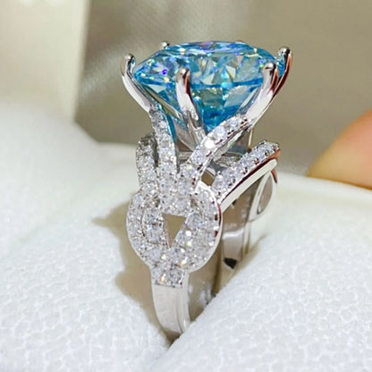 10 Carat Moissanite 925 Sterling Silver Ring Luxurious Weddings