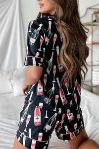 Champagne Print Short Sleeve Top and Shorts Set sleepwear Luxurious Weddings