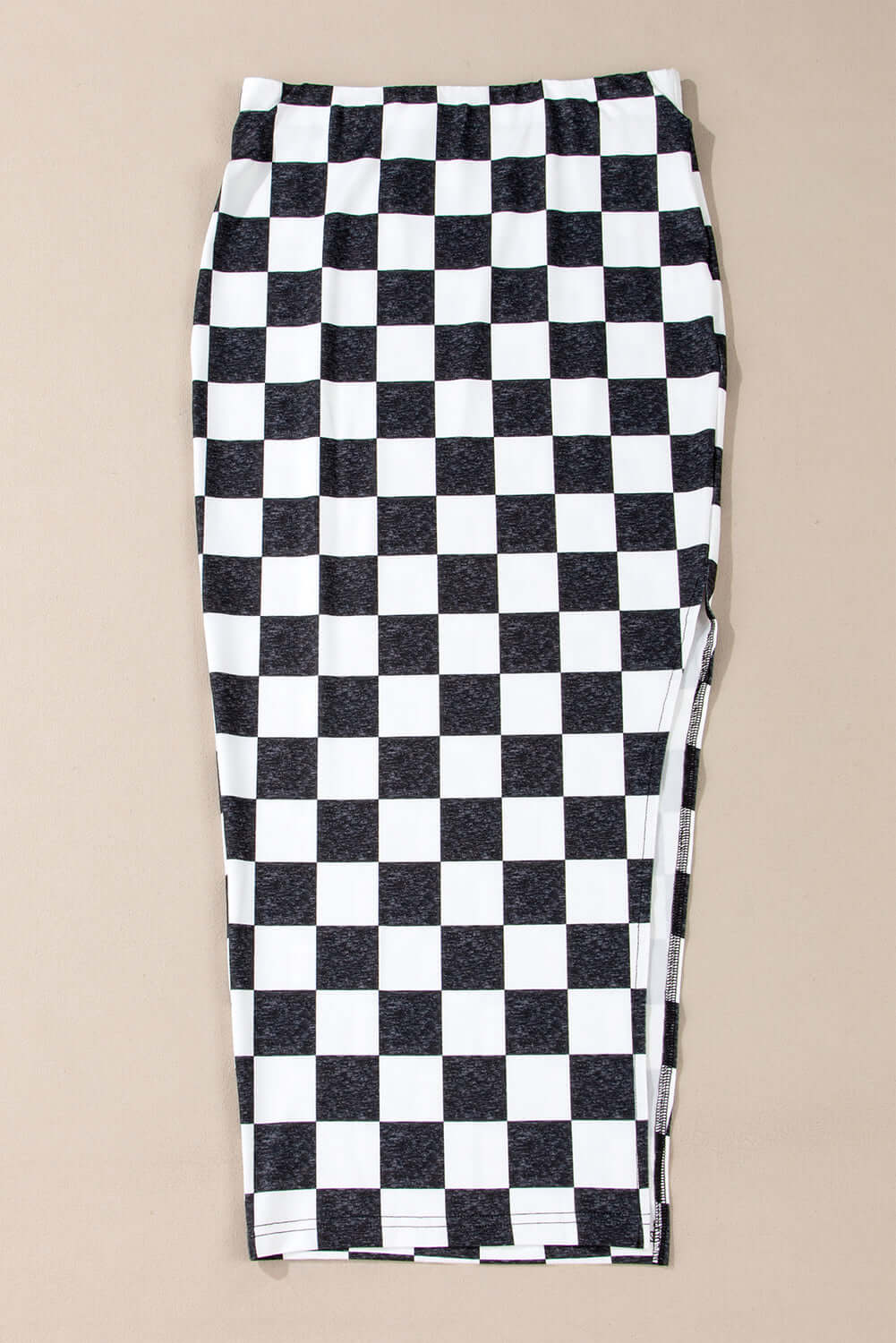 White Checkered Print Side Slit High Waist Midi Skirt Bottoms/Skirts & Petticoat Luxurious Weddings