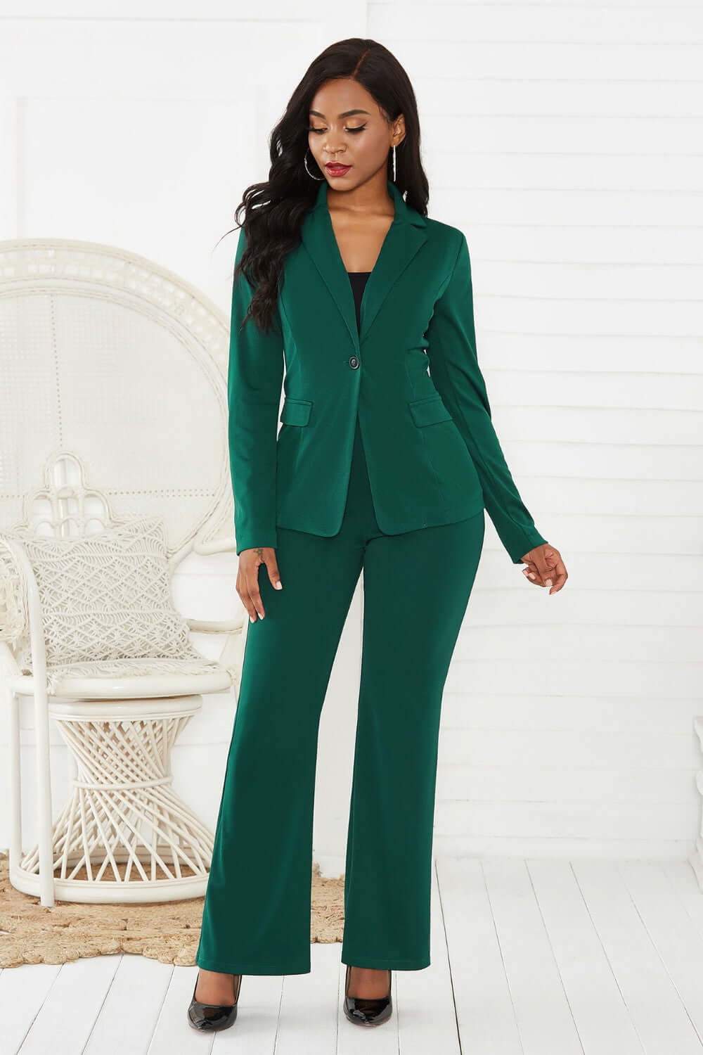 Lapel Collar Long Sleeve Blazer and Pants Set suit sets Luxurious Weddings