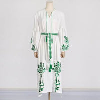 Retro Style Waist Slimming Lantern Sleeve Long Dress Long Dress Luxurious Weddings
