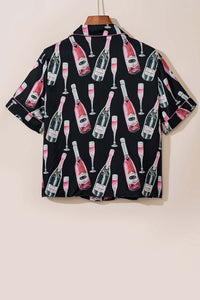 Champagne Print Short Sleeve Top and Shorts Set sleepwear Luxurious Weddings