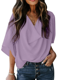 Full Size Ruched Three-Quarter Sleeve Blouse Plus Size Blouse Luxurious Weddings