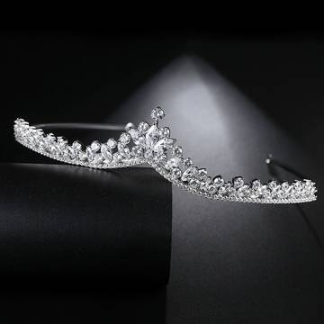 Tiara Copper Set 3A Zircon Fashion Hair Hoops Exquisite Headwear Tiara Luxurious Weddings
