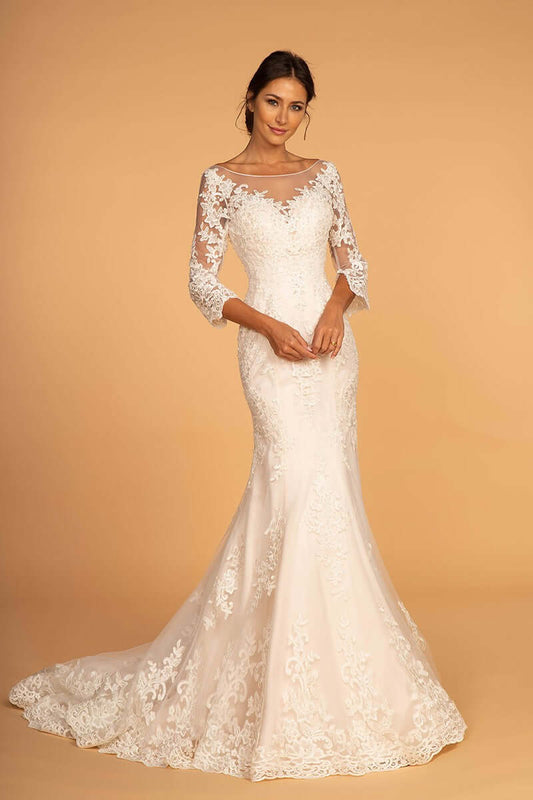 Eternal Enchantment: Illusion Neckline Lace Mermaid Bridal Gown Wedding Dress Luxurious Weddings