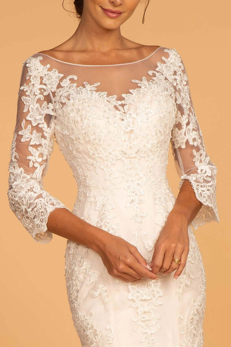 Eternal Enchantment: Illusion Neckline Lace Mermaid Bridal Gown Wedding Dress Luxurious Weddings