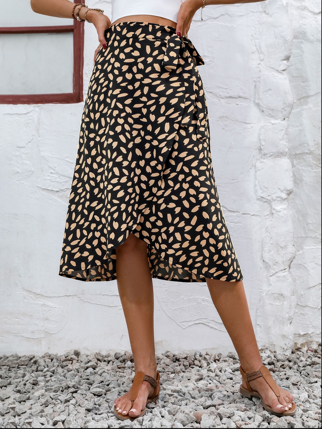 Tied Slit Printed Skirt Skirts Luxurious Weddings
