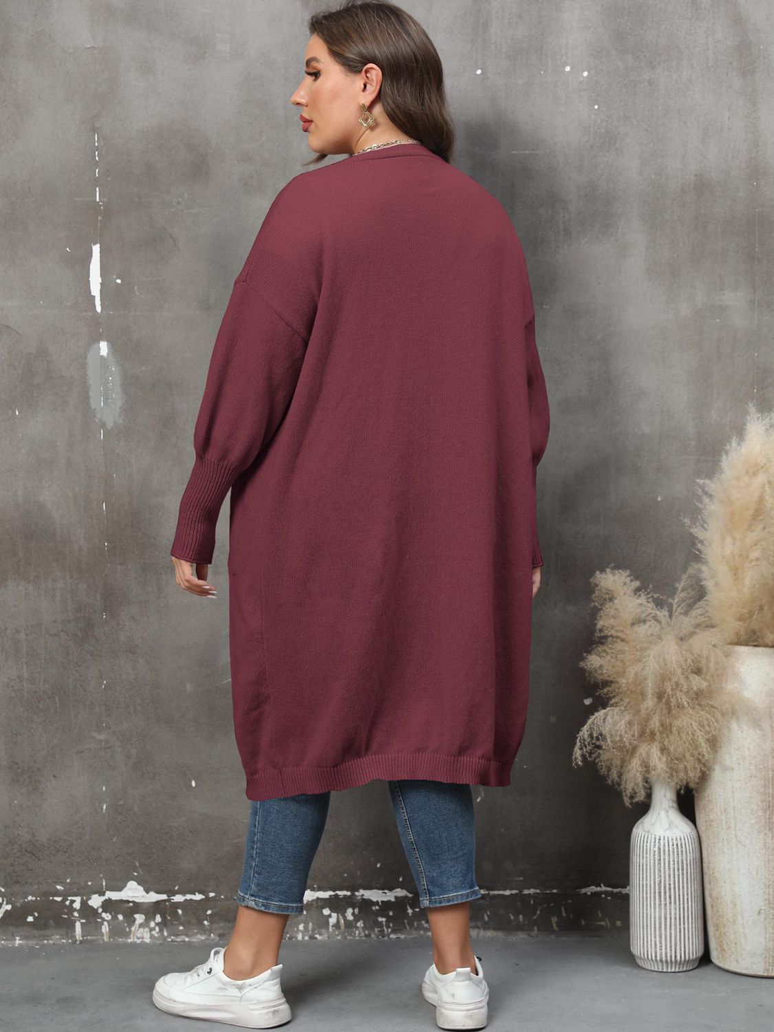 Plus Size Long Sleeve Pocketed Cardigan Plus size Luxurious Weddings