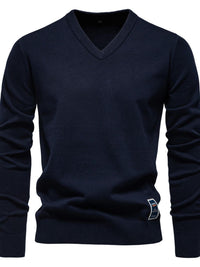 Men's Ribbed Hem V-Neck Long Sleeve Sweater Sweatshirts Luxurious Weddings