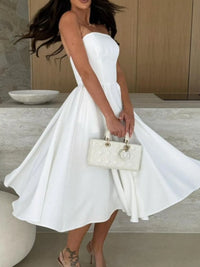 Solid Color Tube Midi Dress Summer Dress Luxurious Weddings