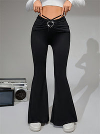 Tie-Back Flare Pants with Heart Buckle Pants Luxurious Weddings