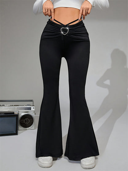 Tie-Back Flare Pants with Heart Buckle Pants Luxurious Weddings