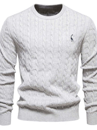 Men's Cable-Knit Round Neck Long Sleeve Sweater Sweatshirts Luxurious Weddings