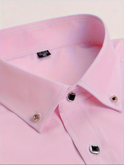Men's Solid Dress Shirt - Perfect for Any Occasion! Men's Formal Shirts Luxurious Weddings