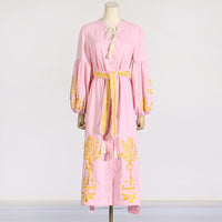 Retro Style Waist Slimming Lantern Sleeve Long Dress Long Dress Luxurious Weddings