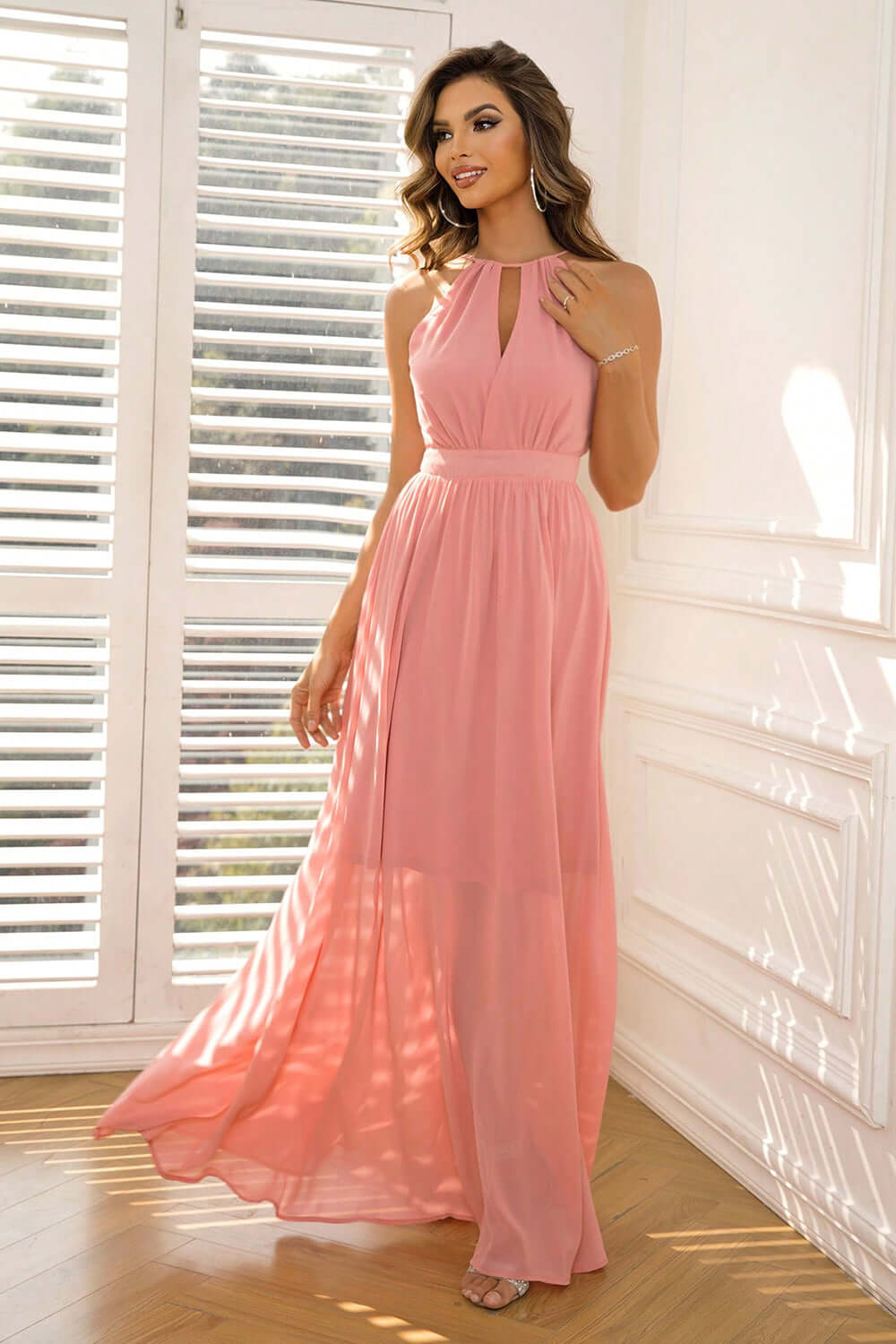 Tied Cutout Sleeveless Maxi Dress Bridesmaid Dresses Luxurious Weddings