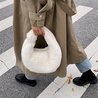 Fur Women's Small Half Bag Short Handle Clutch Handbags Luxurious Weddings