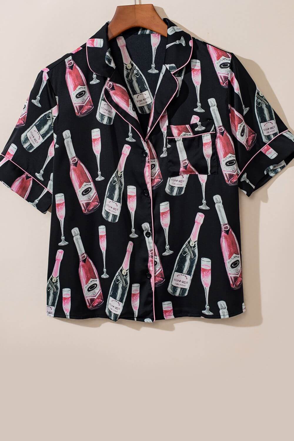 Champagne Print Short Sleeve Top and Shorts Set sleepwear Luxurious Weddings