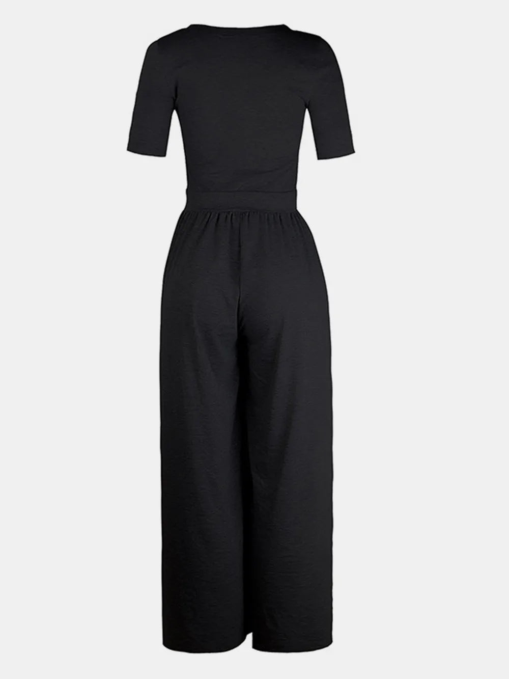 Scoop Neck Short Sleeve Jumpsuit Jumpsuit Luxurious Weddings