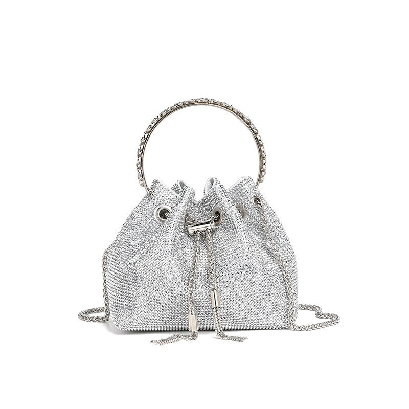 Classic rhinestone bag women's evening bag high-end tassel bag handbag textured full diamond crossbody portable bucket bag Handbags Luxurious Weddings