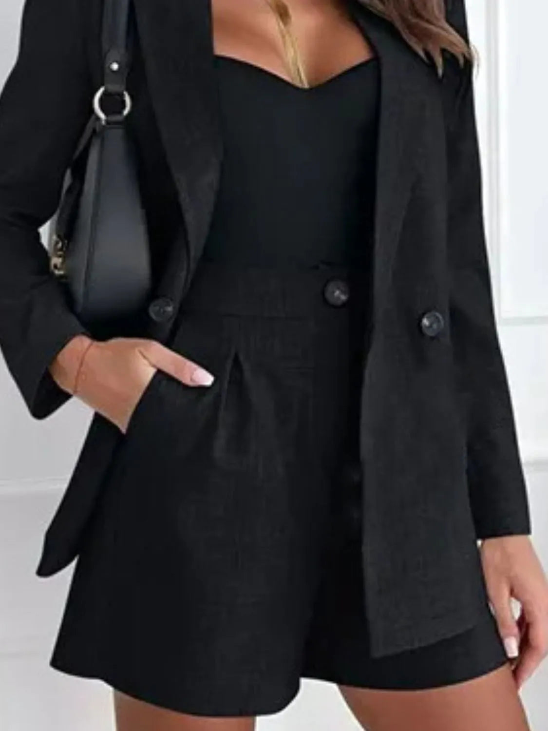 One Button Lapel Collar Blazer and Shorts Set womens suits Luxurious Weddings