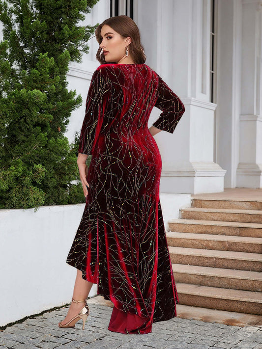 Plus Size Ruffle Hem High-Low Dress plus size dresses Luxurious Weddings
