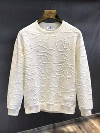Men's Plus Size Textured Round Neck Long Sleeve Sweatshirt Sweatshirts Luxurious Weddings