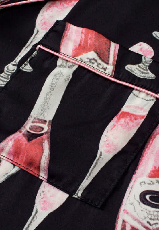 Champagne Print Short Sleeve Top and Shorts Set sleepwear Luxurious Weddings