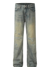 Men's Distressed High-Waist Straight Leg Jeans Jeans Luxurious Weddings