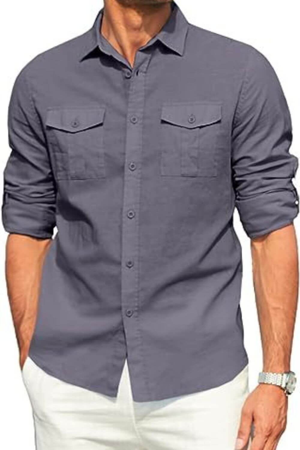 Men's Plus Size Button Down Collared Neck Long Sleeve Shirt shirts Luxurious Weddings