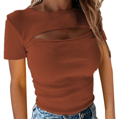 Short Sleeved ribbed top T-shirt Women's Tshirt Luxurious Weddings