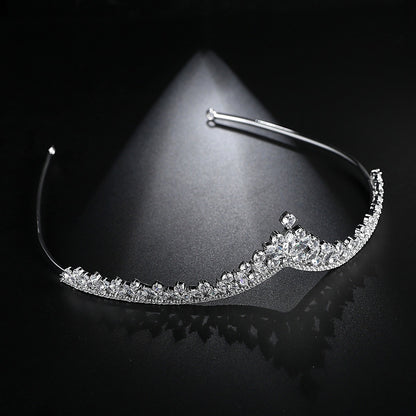 Tiara Copper Set 3A Zircon Fashion Hair Hoops Exquisite Headwear Tiara Luxurious Weddings