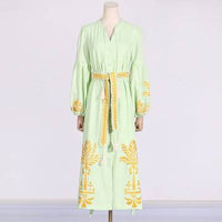 Retro Style Waist Slimming Lantern Sleeve Long Dress Long Dress Luxurious Weddings