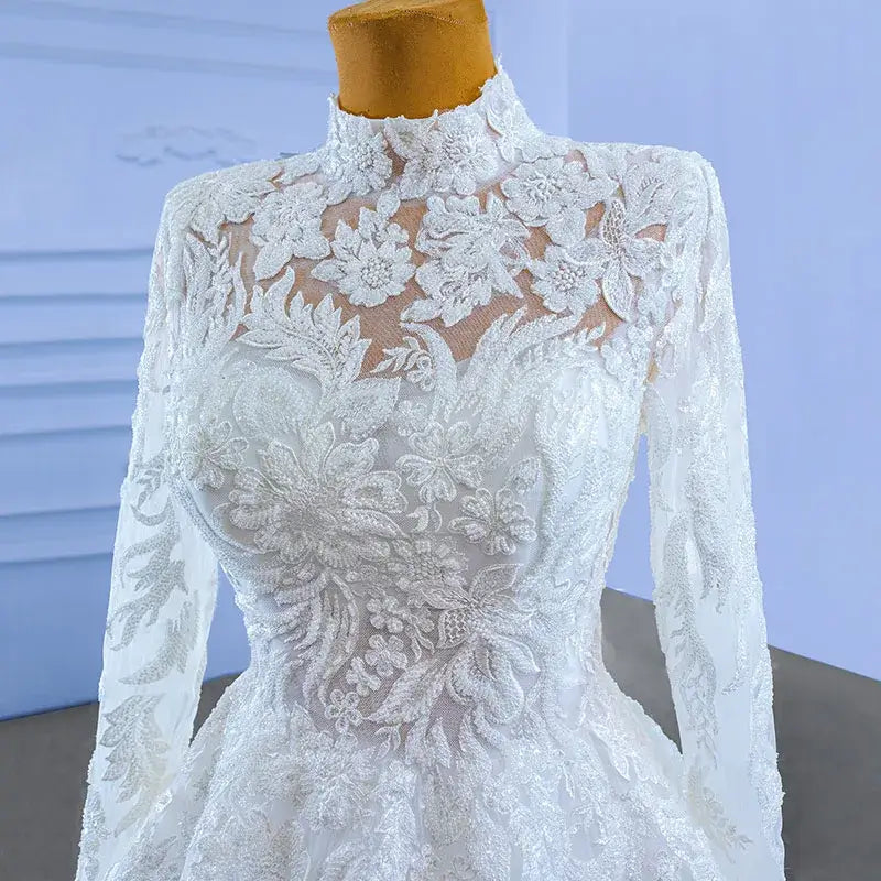 Elegant Flower Ball Gowns with Long Beading A-line Gown Luxurious Weddings