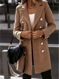 Long sleeved Suit Collar Double breasted Coat Women's Coat Luxurious Weddings
