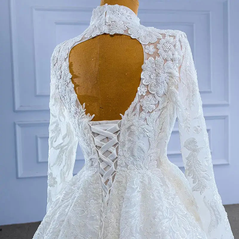 Elegant Flower Ball Gowns with Long Beading A-line Gown Luxurious Weddings